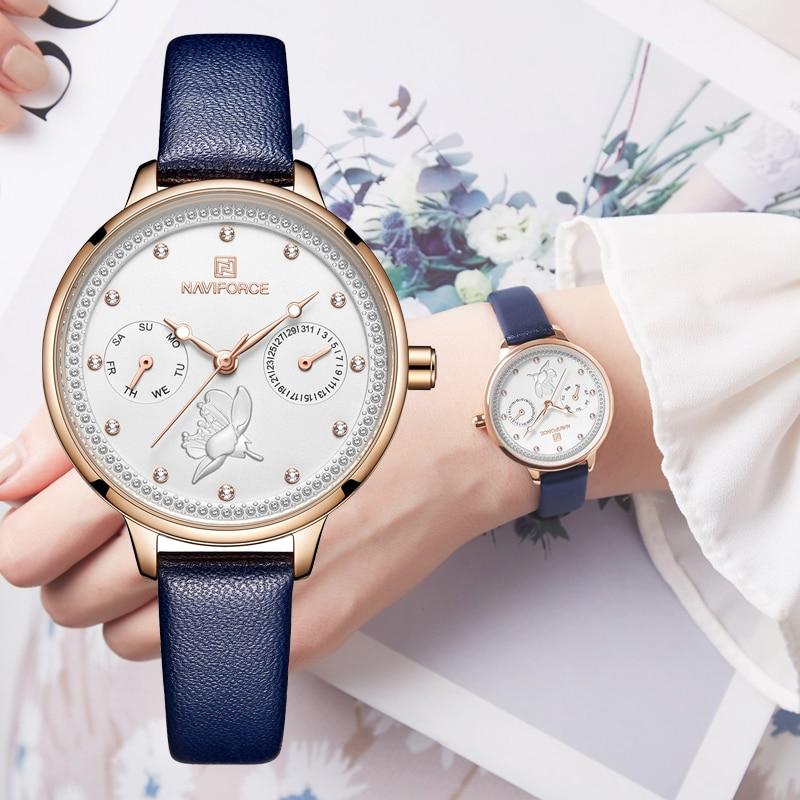 Stylish Womens Elegant With Double Zircon And Two Chronometer Day And Date Luxury Watch