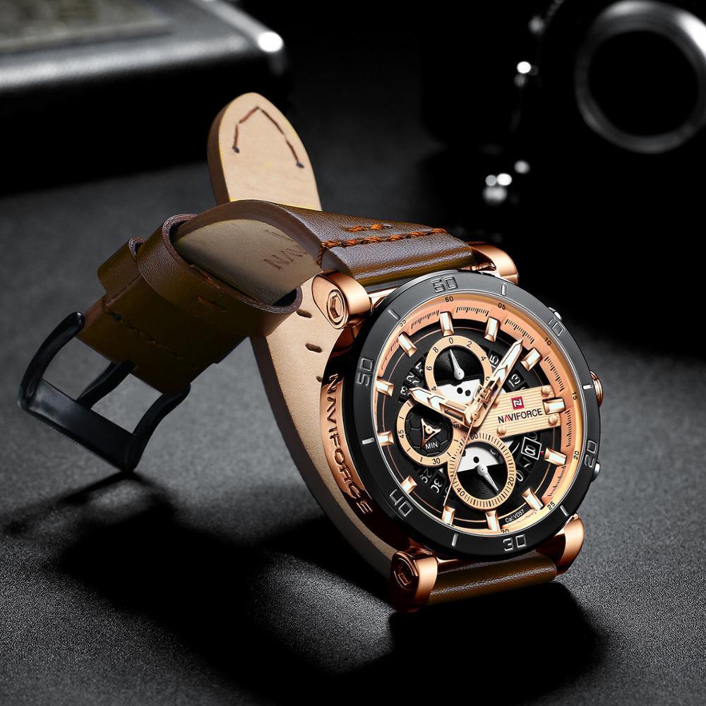 Water Resistant Sport Chronograph Watch  Multifunction Leather Belt Quartz Wrist Watches Excellent Design Perfect Gift