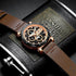 Water Resistant Sport Chronograph Watch  Multifunction Leather Belt Quartz Wrist Watches Excellent Design Perfect Gift