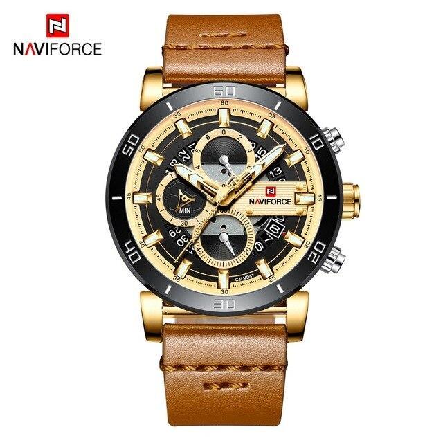 Water Resistant Sport Chronograph Watch  Multifunction Leather Belt Quartz Wrist Watches Excellent Design Perfect Gift