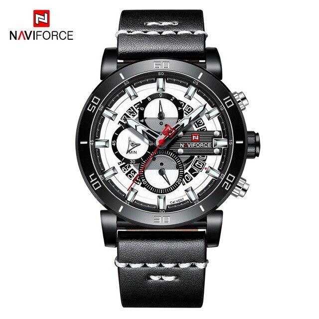 Water Resistant Sport Chronograph Watch  Multifunction Leather Belt Quartz Wrist Watches Excellent Design Perfect Gift