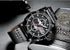 Water Resistant Sport Chronograph Watch  Multifunction Leather Belt Quartz Wrist Watches Excellent Design Perfect Gift