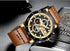 Water Resistant Sport Chronograph Watch  Multifunction Leather Belt Quartz Wrist Watches Excellent Design Perfect Gift