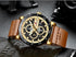 Water Resistant Sport Chronograph Watch  Multifunction Leather Belt Quartz Wrist Watches Excellent Design Perfect Gift