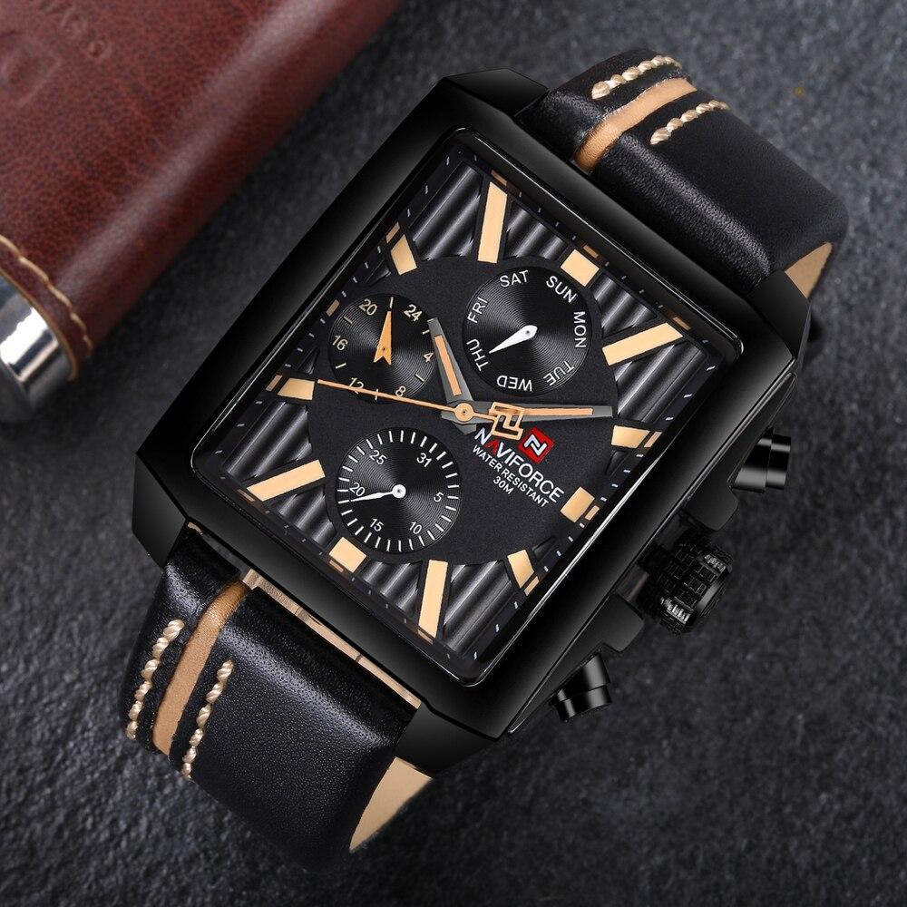 Men's Waterproof Watch With Leather Belt And Chronometers  Retro Style Unique Shape Excellent Gift