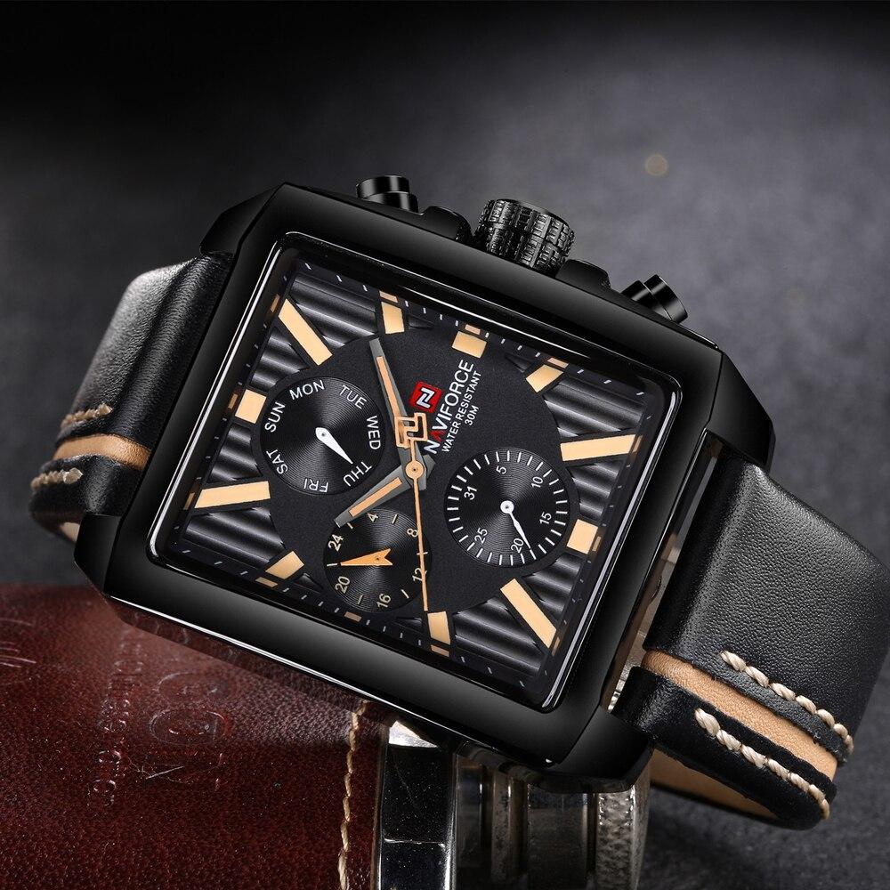 Men's Waterproof Watch With Leather Belt And Chronometers  Retro Style Unique Shape Excellent Gift