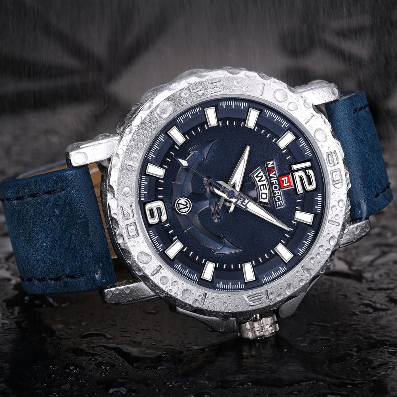 Men's Waterproof Watch With Anchor Detail and Fluorescent Hands Excellent Design Luxury Perfect Gift