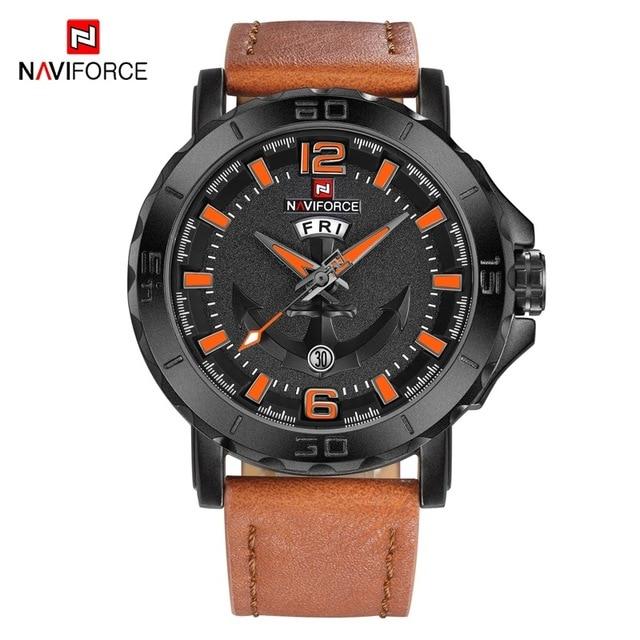 Men's Waterproof Watch With Anchor Detail and Fluorescent Hands Excellent Design Luxury Perfect Gift