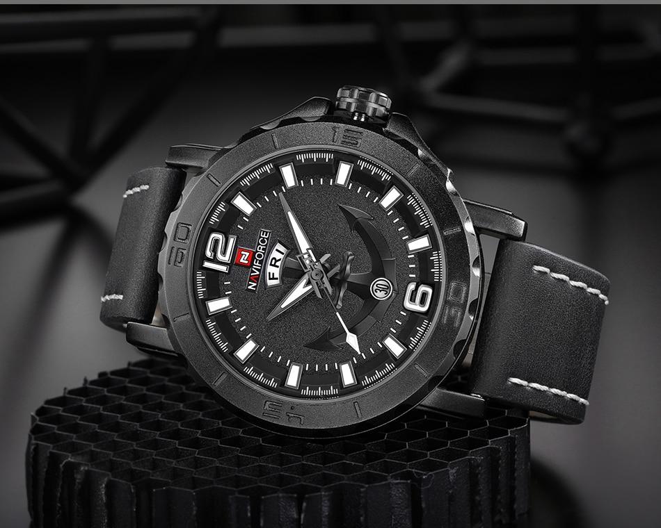 Men's Waterproof Watch With Anchor Detail and Fluorescent Hands Excellent Design Luxury Perfect Gift