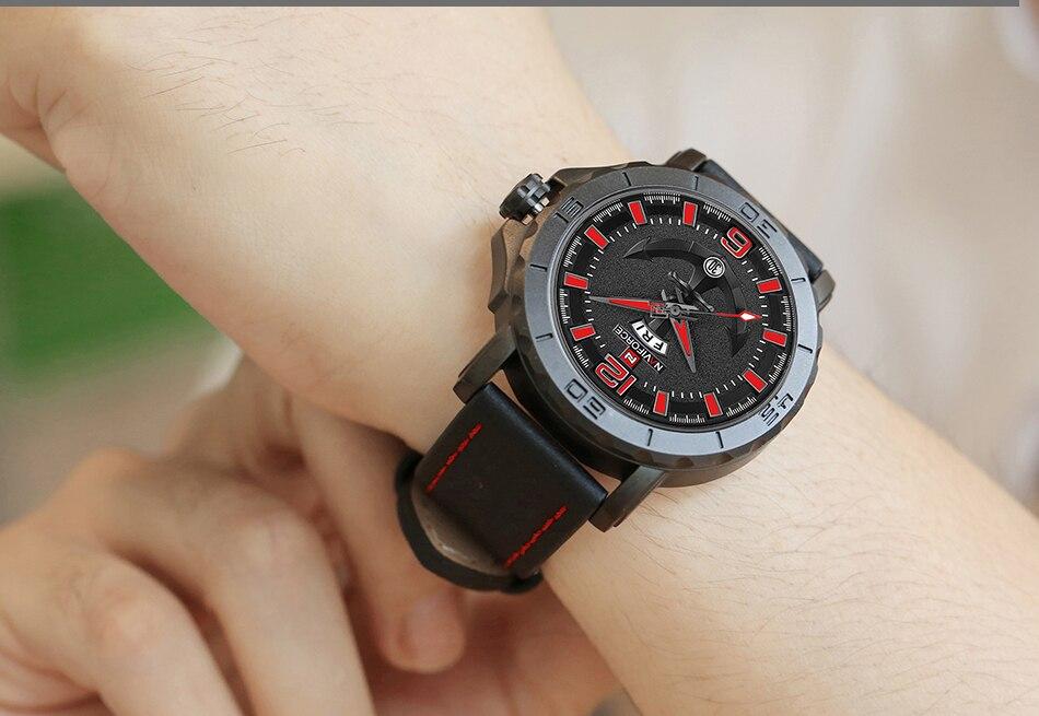 Men's Waterproof Watch With Anchor Detail and Fluorescent Hands Excellent Design Luxury Perfect Gift