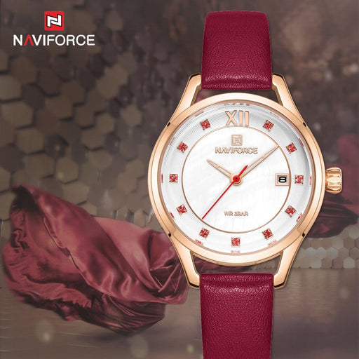 Women's Elegant  Watch With Leather  Belt And Metal Case Waterproof Wristwatch Excellent Design Perfect Gift