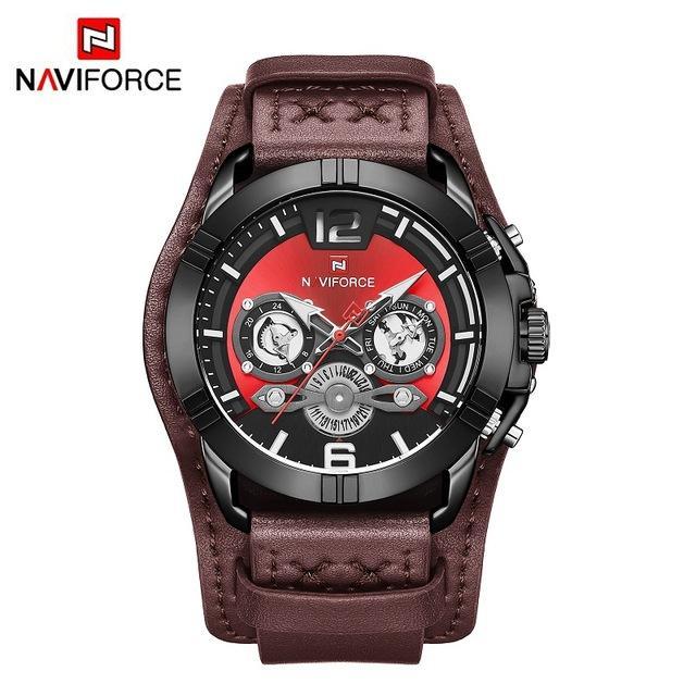 Men's Leather Waterproof Watch With Chronometers And Fluorescent Hands Excellent Design Perfect Gift