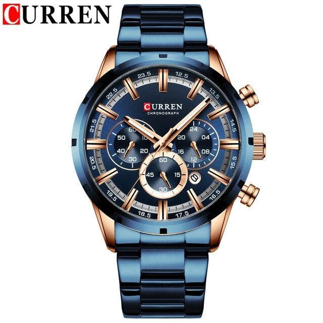 Men's Sports  Waterproof Stainless Steel Watch With Chronometers And Special Date Display Unique Design Perfect Gift