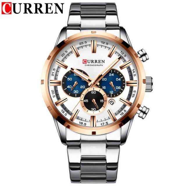 Men's Sports  Waterproof Stainless Steel Watch With Chronometers And Special Date Display Unique Design Perfect Gift