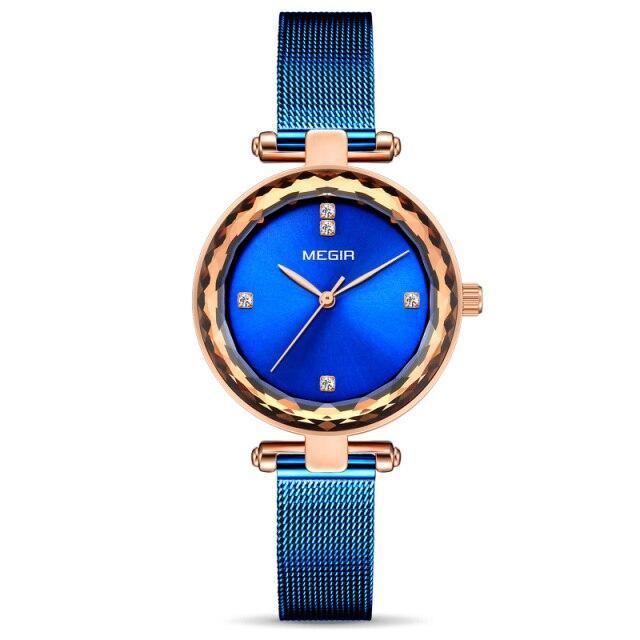 Top Luxury Women Watches Rose Gold Analog Watch Fashion Shine Round Design Elegant Stainless Strap Wrist Watch