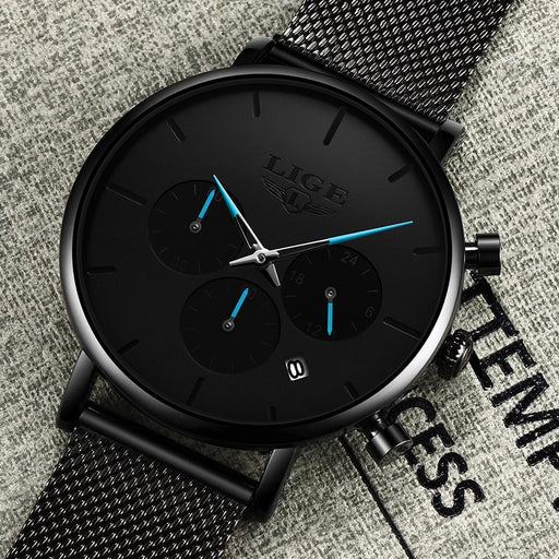 Men's Elegant Waterproof  Watch With Chronometers And Color Hands Unique Design Excellent Look