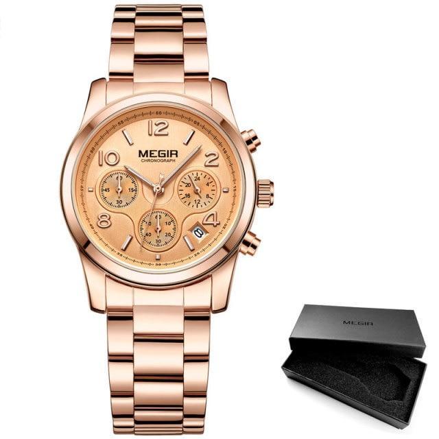 Top Luxury Quartz Women Watch Multifunctional Round Design Waterproof Stainless Business Wrist Watch