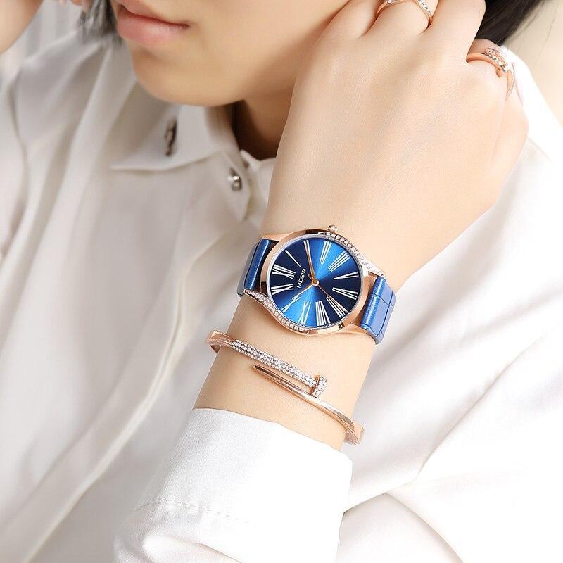 Elegant Brown Women Watches Luxury Round Design Waterproof Leather Strap Wrist Watch