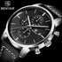 Business Watch Men Fashion Waterproof Military Chronograph Sport Quartz Wristwatch Leather Bracelet