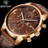 Business Watch Men Fashion Waterproof Military Chronograph Sport Quartz Wristwatch Leather Bracelet