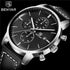 Business Watch Men Fashion Waterproof Military Chronograph Sport Quartz Wristwatch Leather Bracelet