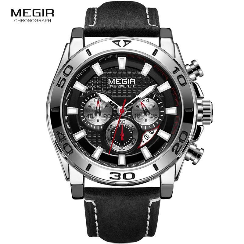 Men's Sports Multifunctional Quartz Watches Elegant Leather Strap Waterproof Modern Wristwatch For Men