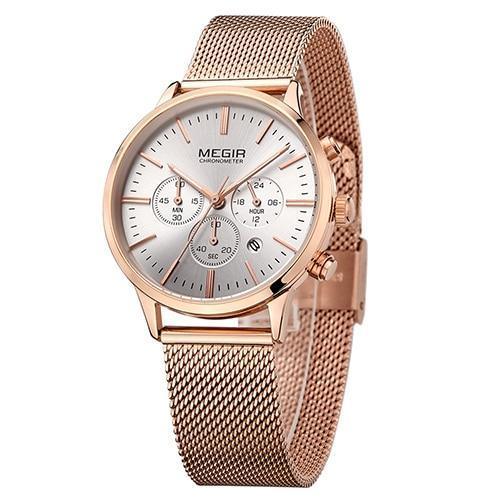 Multifunctional Black Luxury Women Watch Fashion Quartz Business Style Stainless Steel Strap Wrist Watch