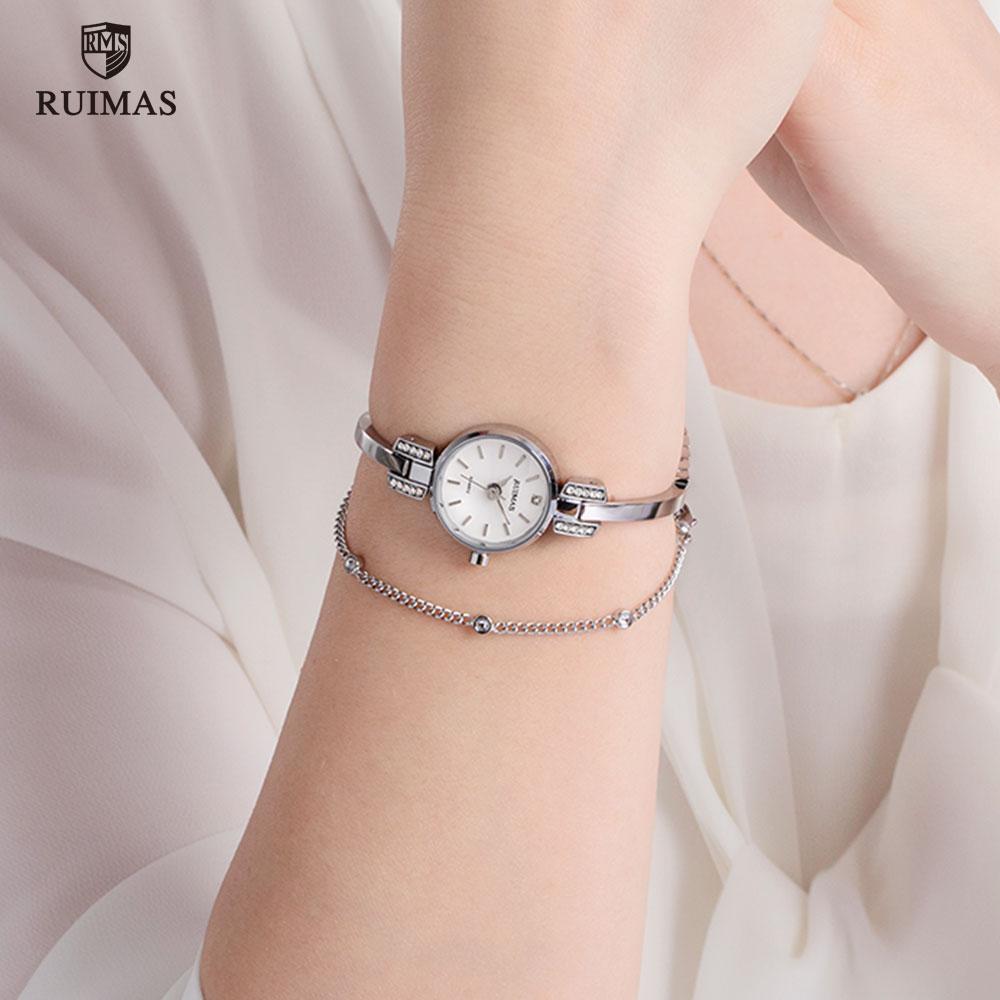 Luxury Small Silver Women Watch Modern Bracelet Wristwatch Quartz Waterproof Mini Round Design