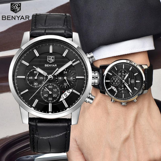 Luxury Men's Business Watches Fashion Watch Waterproof For Men's Casual Sport Leather Strap