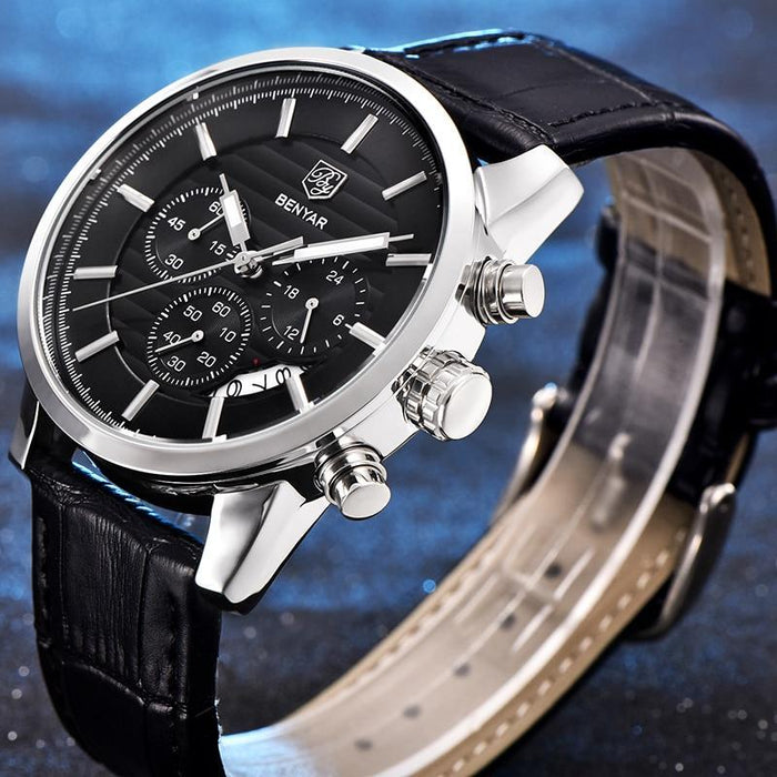 Luxury Men's Business Watches Fashion Watch Waterproof For Men's Casual Sport Leather Strap