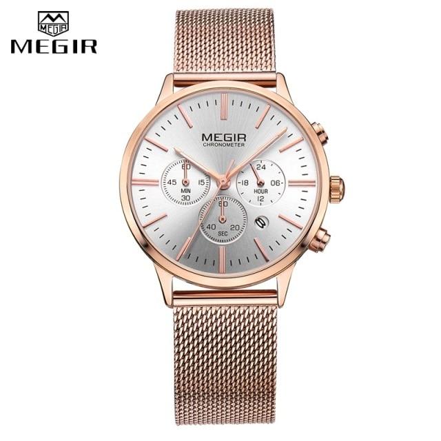 New Fashion Gold Women Watches Luxury Quartz Sport Waterproof Wrist Watch Round Style