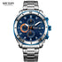 Luxury Men's Business Quartz Watches Blue Fashion Chronograph Elegant Stainless Steel Wristwatches For Man