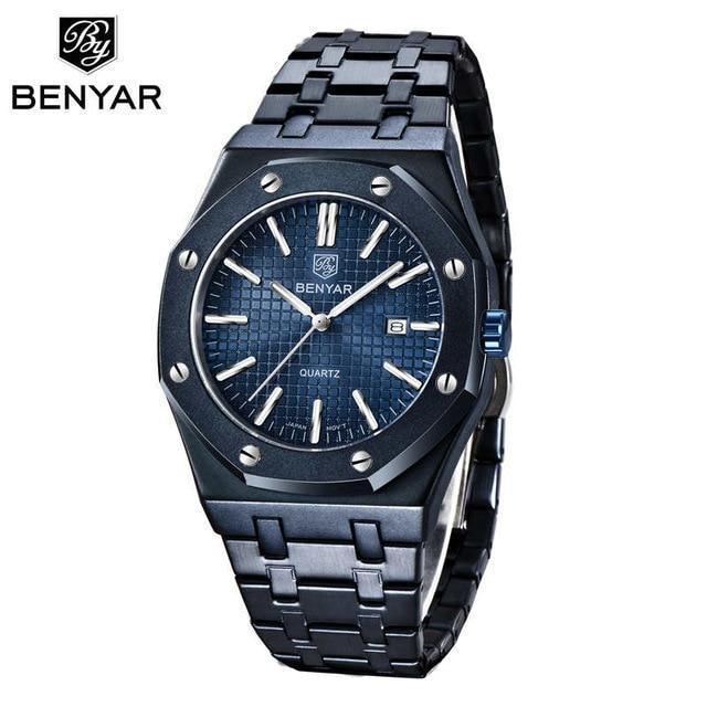 Men's Fashion Watch Luxury Men Stainless Steel Band Quartz Watch Analog Waterproof Sports Military Watches