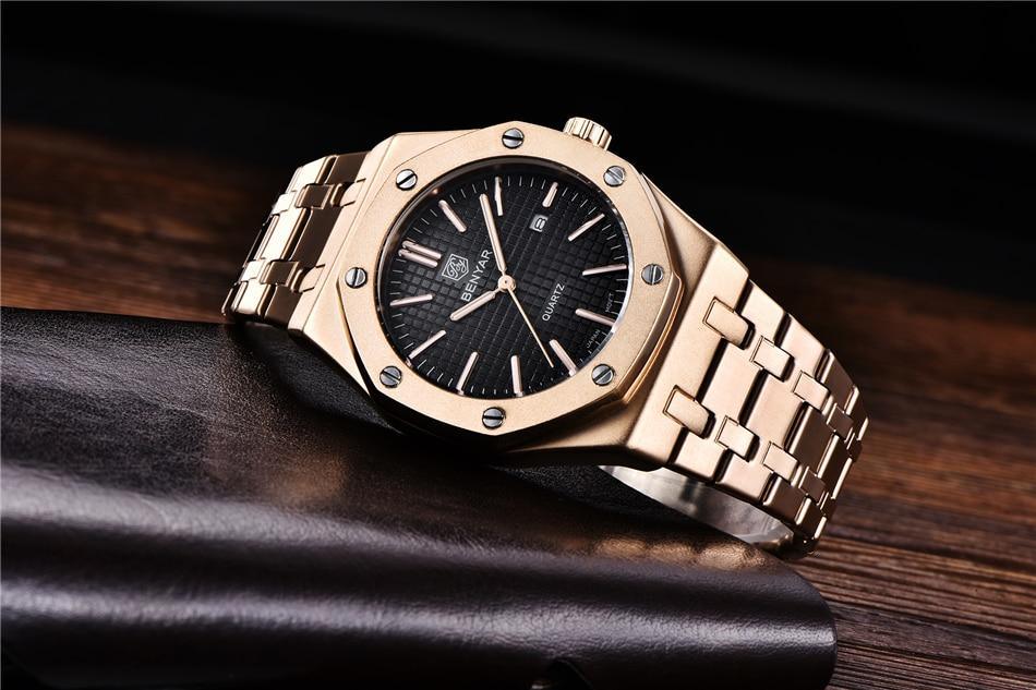 Men's Fashion Watch Luxury Men Stainless Steel Band Quartz Watch Analog Waterproof Sports Military Watches