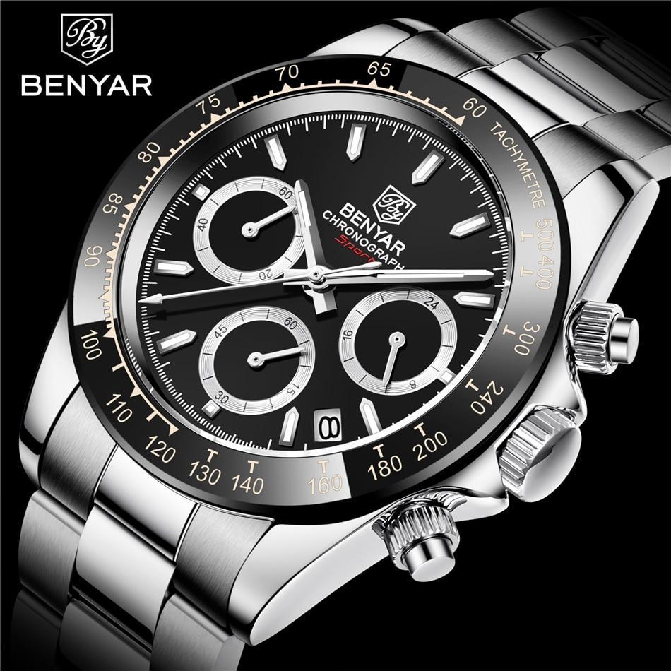 Luxury Men Watches Scratch Resistant Full Stainless Steel Strap Waterproof Sport Quartz Watch Men Fashion Date Clock Chronograph