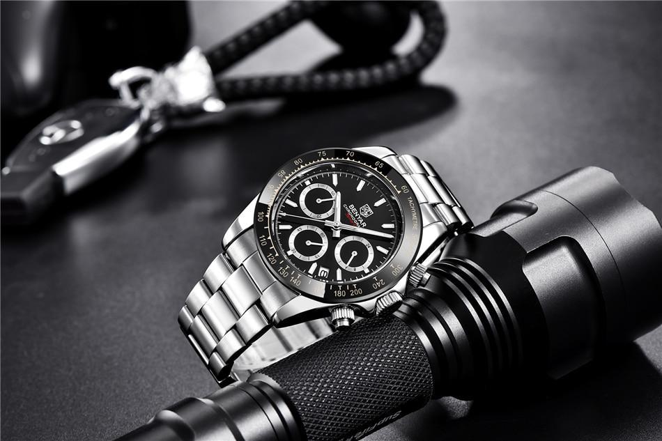 Luxury Men Watches Scratch Resistant Full Stainless Steel Strap Waterproof Sport Quartz Watch Men Fashion Date Clock Chronograph