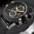 Sport Chronograph Fashion Luxury Men Watches Mesh & Rubber Band Waterproof Quartz Gold Watch For Men