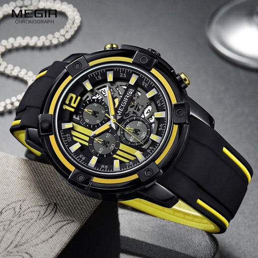 Modern Men's Black Quartz Watches Sports Silicone Strap Luminous Hands Wristwatch Luxury Waterproof Analog Watch