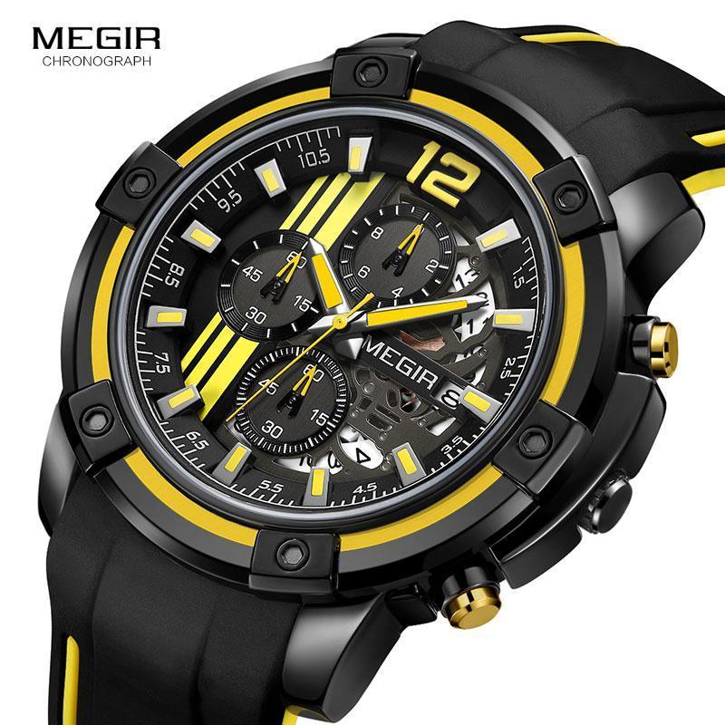 Modern Men's Black Quartz Watches Sports Silicone Strap Luminous Hands Wristwatch Luxury Waterproof Analog Watch