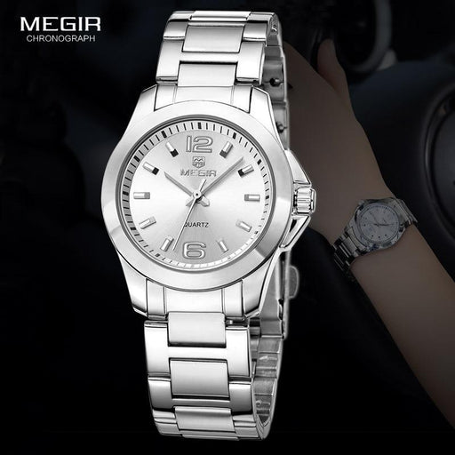 New Silver Round Women Watch Waterproof Quartz Wristwatch Modern Shine Style For Women's
