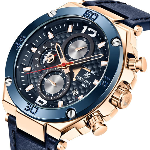 Multifunction Luxury 2021 Men's Watch Quartz Genuine Leather Strap Sport Chronograph Waterproof Men Wrist Watch