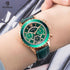 Luxury Green Business Women Watches Quartz Fashion Leather Strap Waterproof Multifunctional Wristwatch For Women