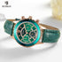 Luxury Green Business Women Watches Quartz Fashion Leather Strap Waterproof Multifunctional Wristwatch For Women