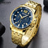 Luxury Men's Gold Business Watches Quartz Analogue Wristwatch Stainless Steel Waterproof Luminous Watch