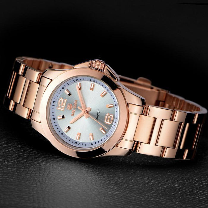 Luxury Gold Rose Women Watches Elegant Modern Waterproof Analog Wristwatch Stylish Design For Womens