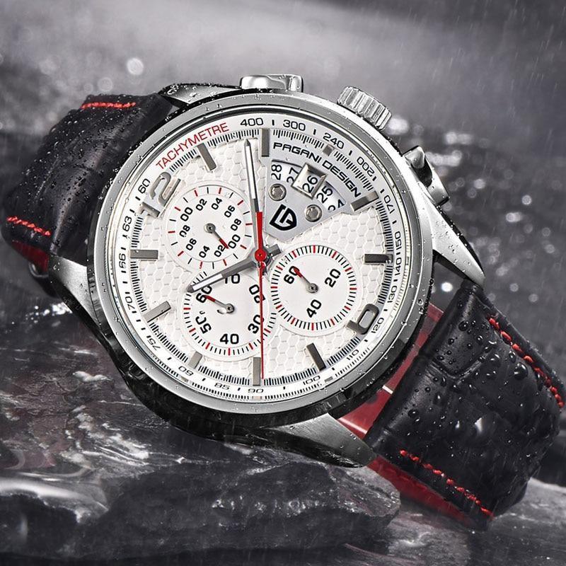 Multifunction Luxury Mens Watches Quartz Chronograph Sport Design Leather Band Strap Comfortable Wrist Watch For Men