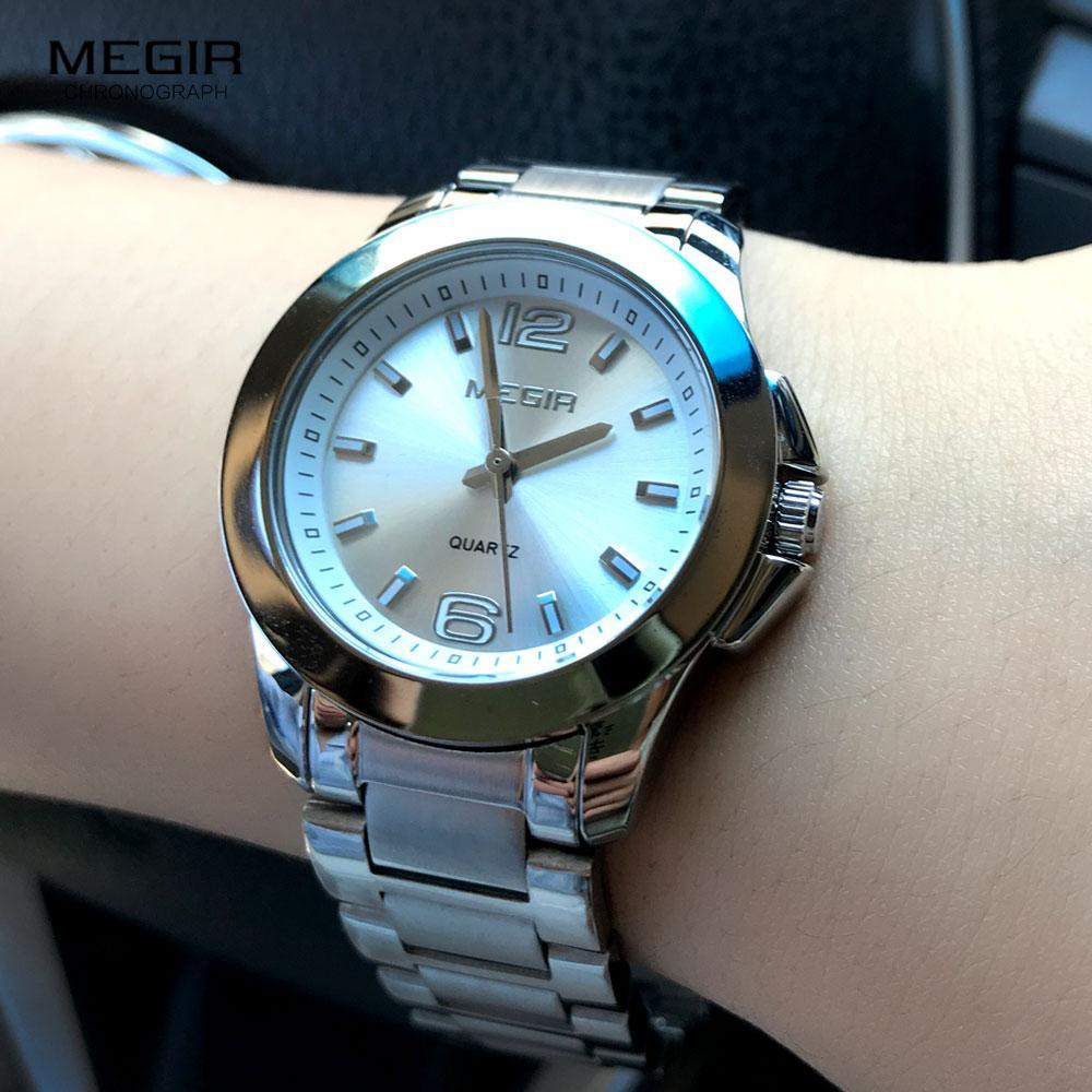 New Silver Round Women Watch Waterproof Quartz Wristwatch Modern Shine Style For Women's