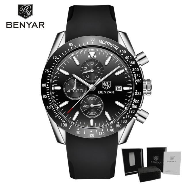 2021 Blue Men Watch Luxury Design Watches Silicone Band Male Wrist Watches Men's Chronograph Round Watch