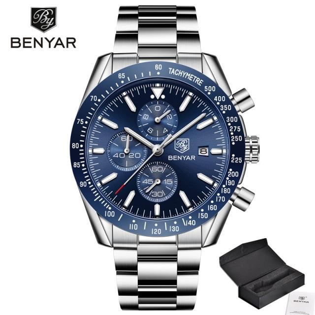 2021 Blue Men Watch Luxury Design Watches Silicone Band Male Wrist Watches Men's Chronograph Round Watch