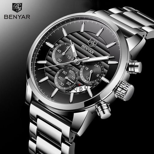 Luxury Steel Sports Men's Watches Business Design Leather Band Wrist Watch Military Quartz